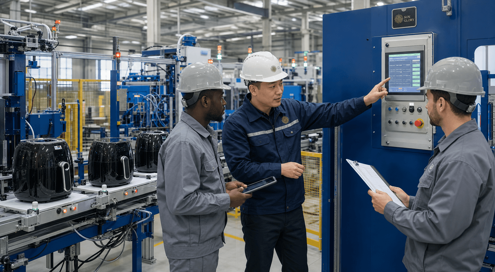 Sun Glory engineer providing production line training